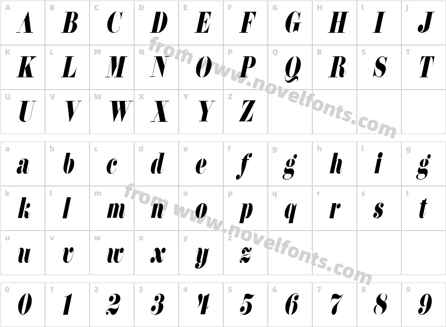 Floral Condensed ItalicCharacter Map