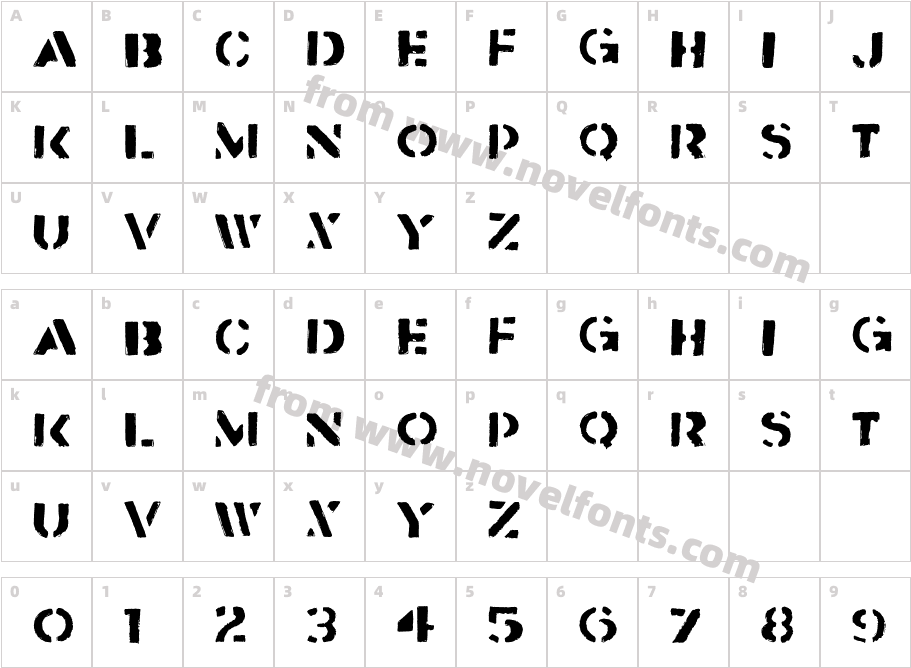 Flyerfonts RejectCharacter Map