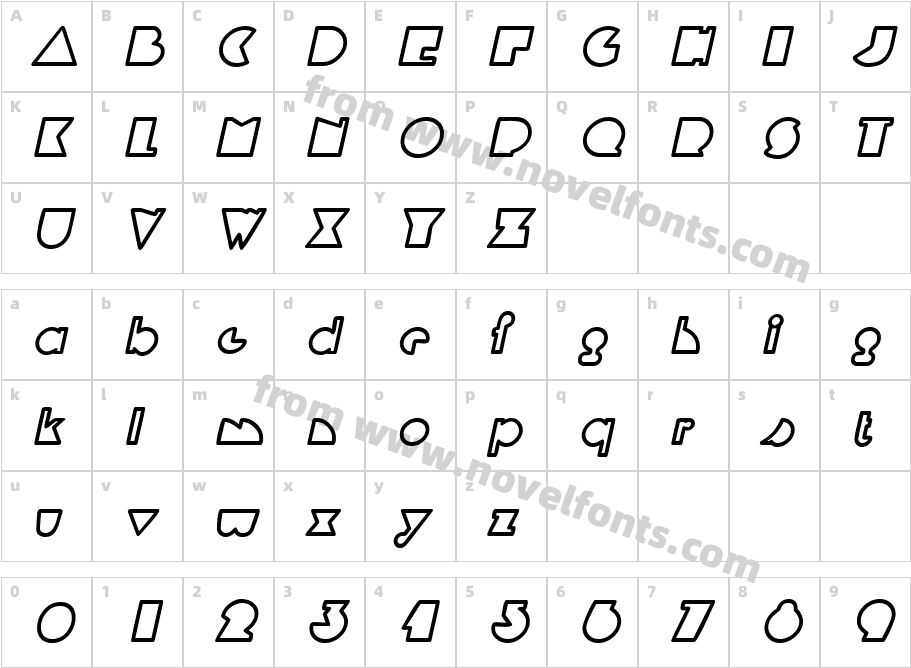 Flying Lines Bold ItalicCharacter Map