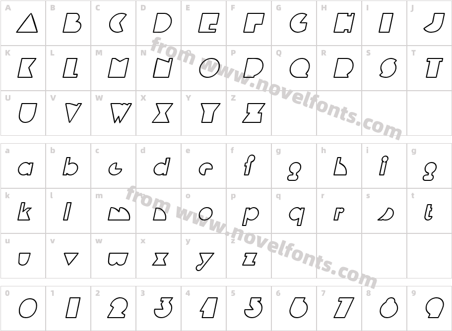 Flying Lines ItalicCharacter Map