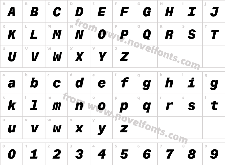 Fonetika Mono Unlicensed Trial Black ItalicCharacter Map