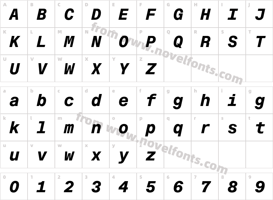 Fonetika Mono Unlicensed Trial Extra Bold ItalicCharacter Map