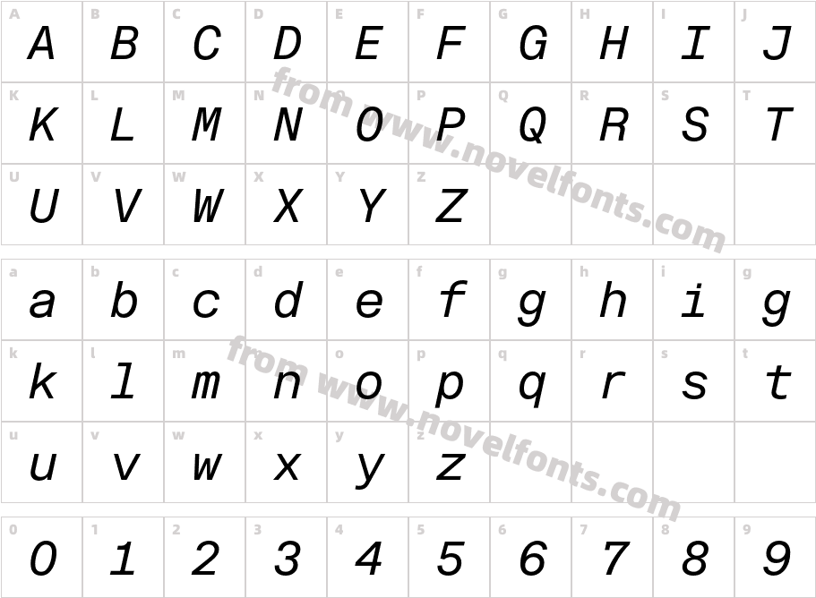 Fonetika Mono Unlicensed Trial ItalicCharacter Map