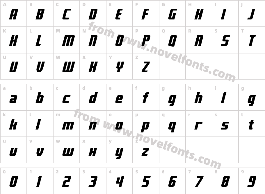 Fontana Bold ItalicCharacter Map