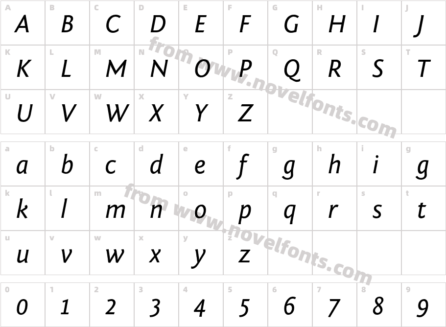 Fontin Sans ItalicCharacter Map