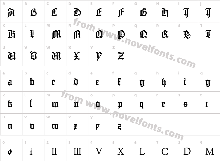 Fraktur Gutenberg B42Character Map