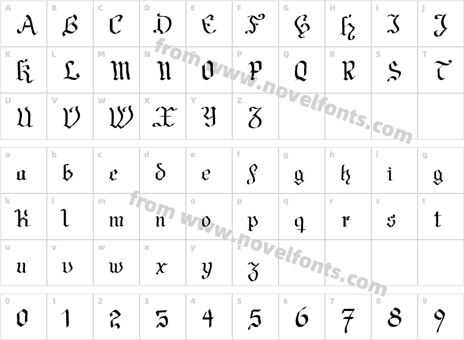 FrakturaCharacter Map