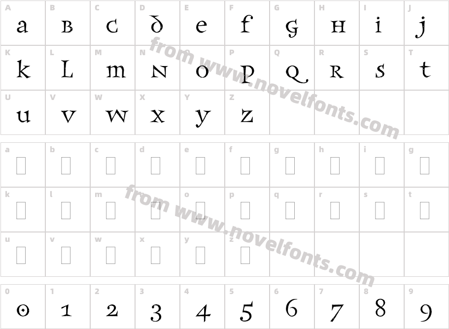 Frances Uncial PlainCharacter Map