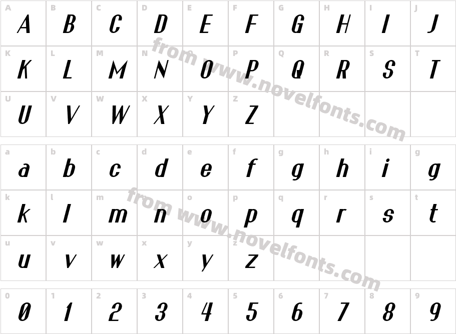 Franck-ItalicCharacter Map