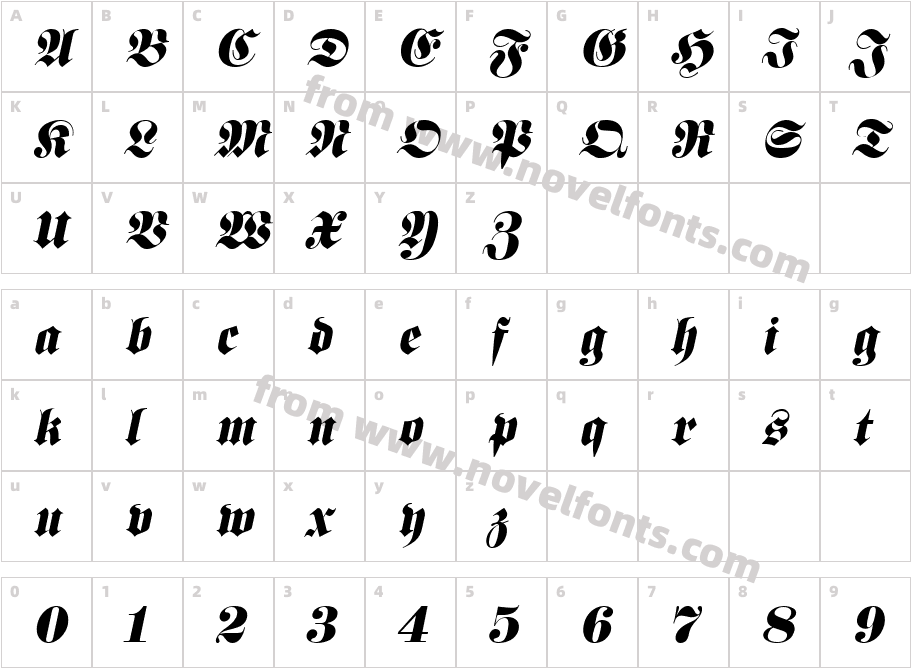 Frank ItalicCharacter Map