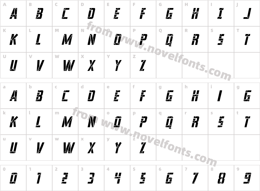 Frank-n-Plank Light ItalicCharacter Map