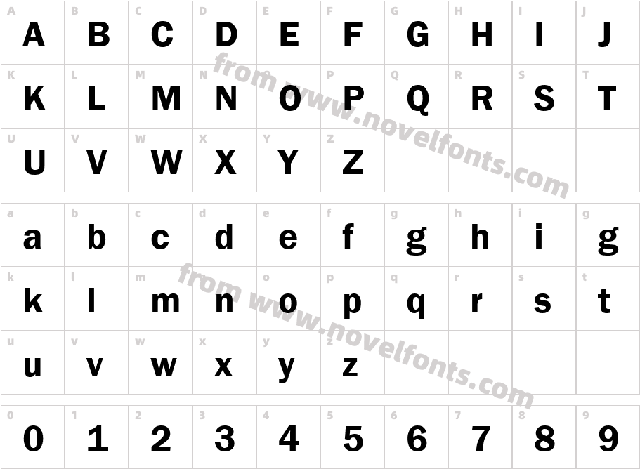 Franklin Gothic DemiCharacter Map