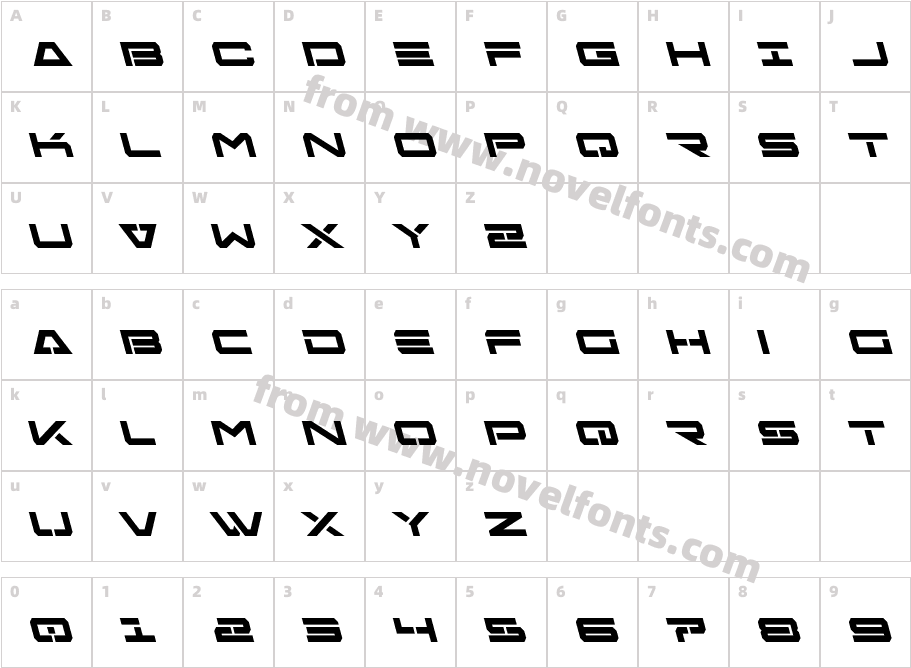 Free Agent Bold LeftalicCharacter Map