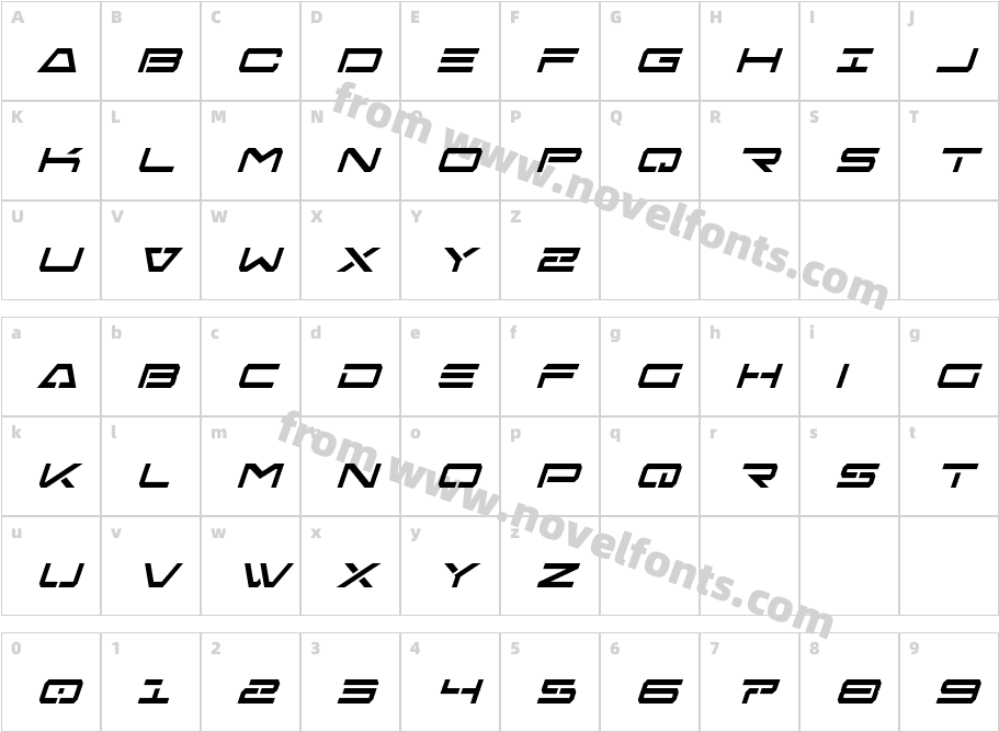 Free Agent Condensed ItalicCharacter Map