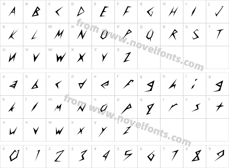 Freedom ItalicCharacter Map