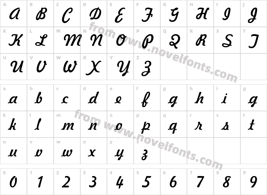 Freehand ItalicCharacter Map