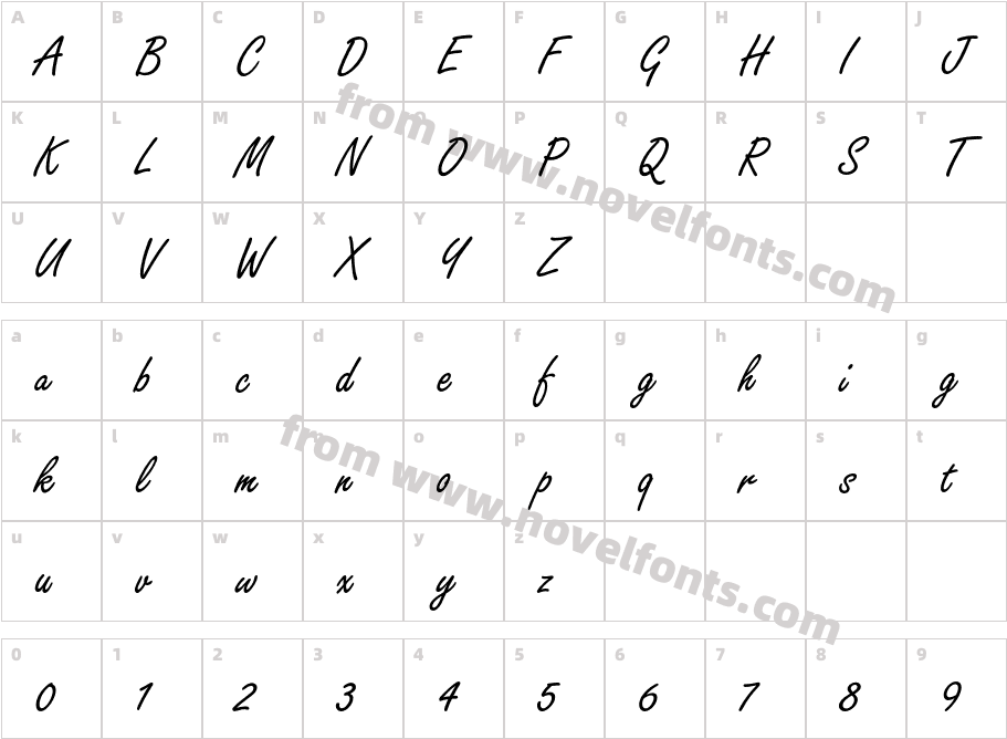 Freestyle Script PlainCharacter Map