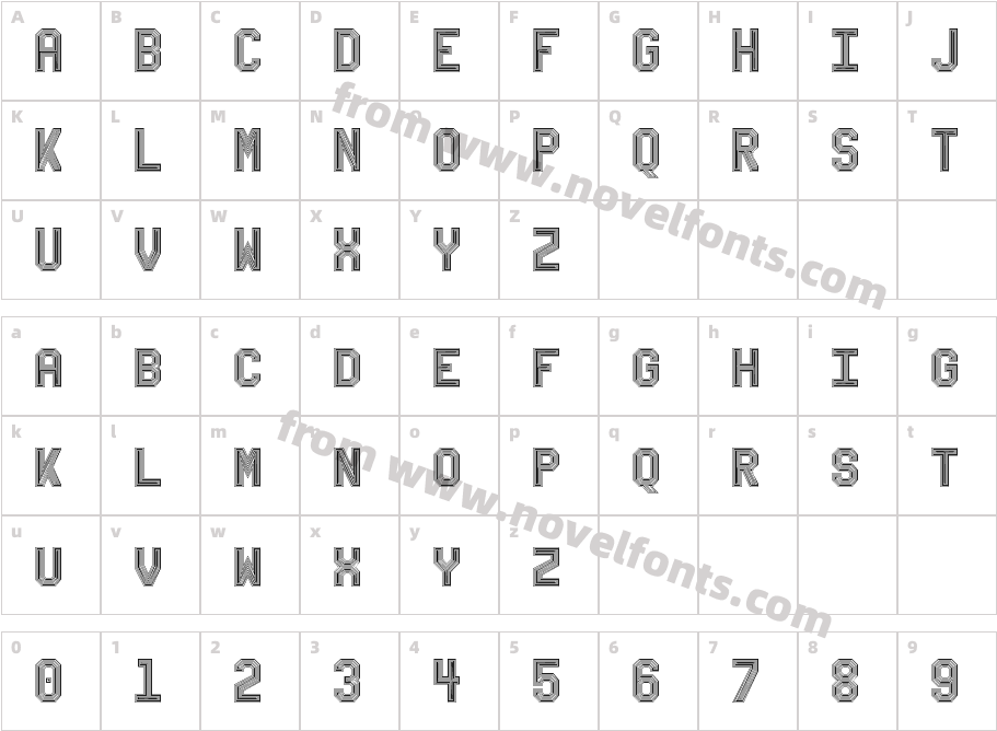 Bevel'sAdvocateMono RegularCharacter Map