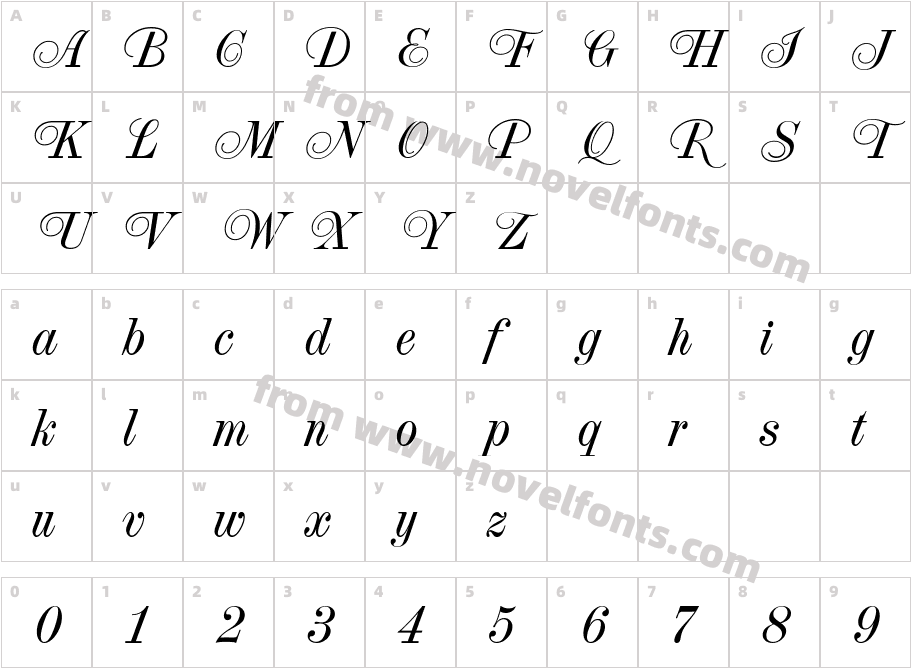 French Vanilla Swirl ItalicCharacter Map