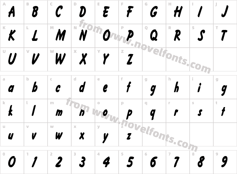 Fritzer Condensed BoldSWFTECharacter Map