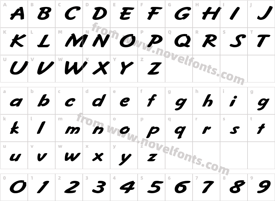 Fritzer Extended RegularSWFTECharacter Map