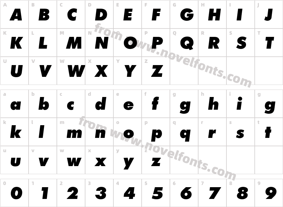 Function Two Extrabold Regular ItalicCharacter Map