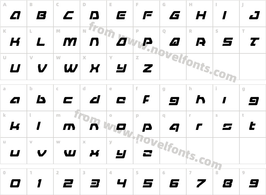 Furian Condensed ItalicCharacter Map