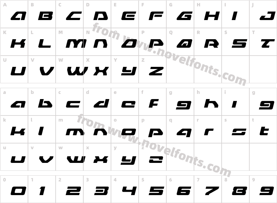 Furian Expanded ItalicCharacter Map