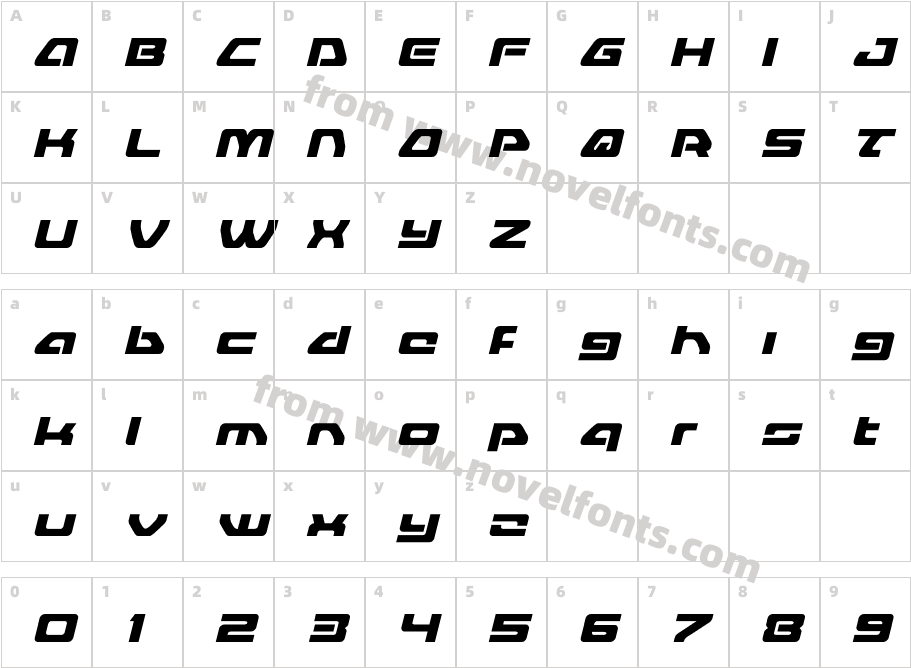 Furian ItalicCharacter Map