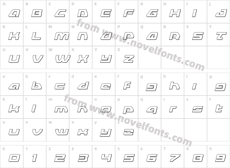 Furian Outline ItalicCharacter Map