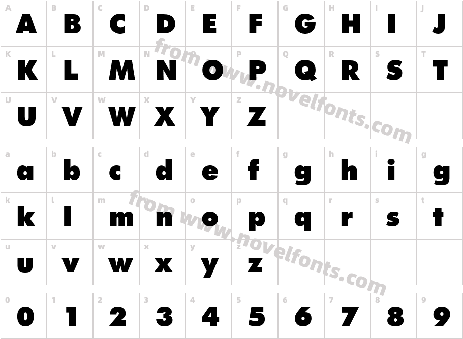 Futuri Extra BoldSWFTECharacter Map