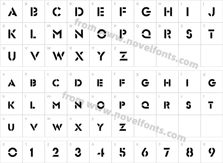 Futurist Stencil RegularCharacter Map