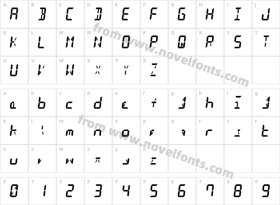 GD Digit13LED OTFCharacter Map