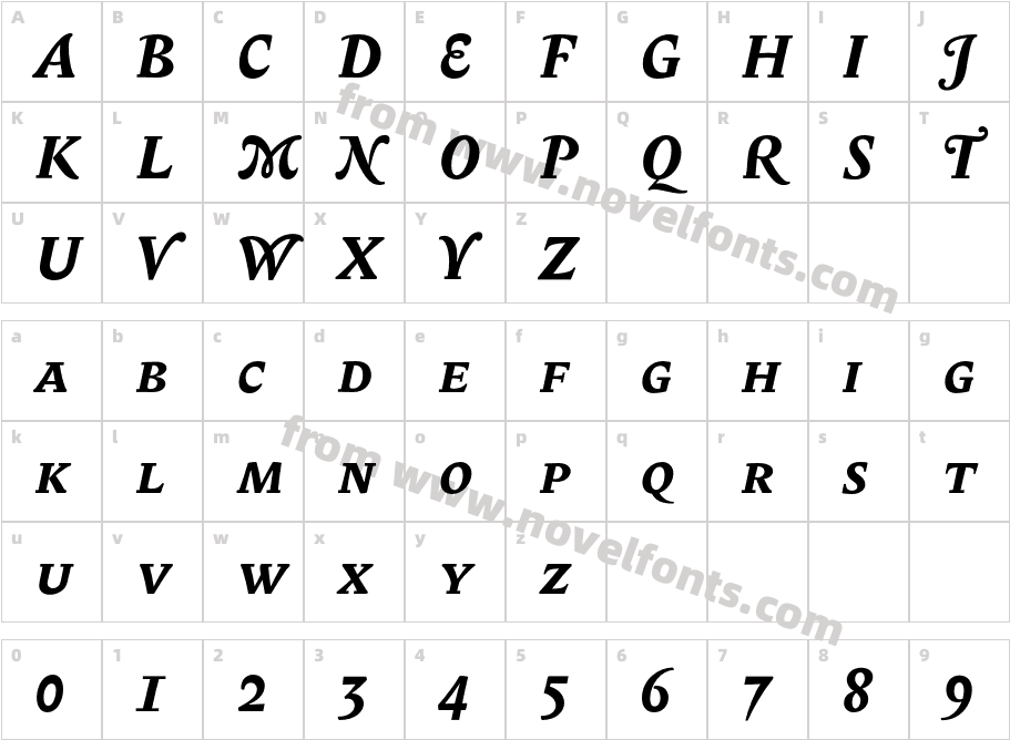 BiblonCaps-BoldItalicCharacter Map