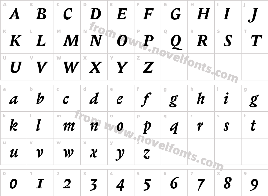 BiblonITCStd-BoldItalicCharacter Map