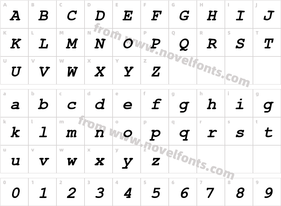 G_ Courier' Bold ItalicCharacter Map