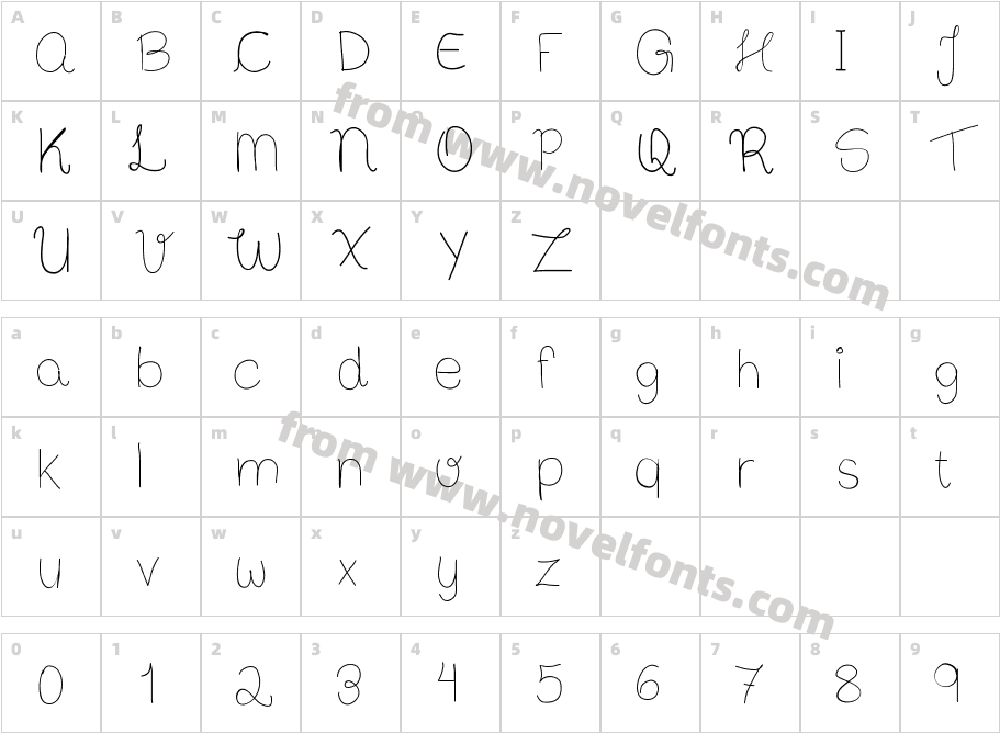 BibsFirstHandwriteCharacter Map