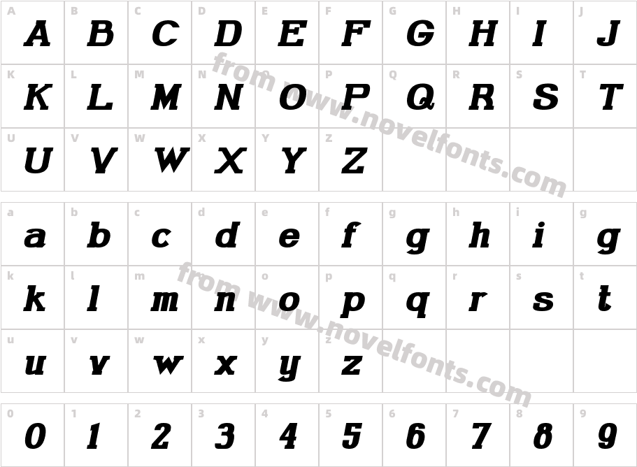 Gabriel Serif Bold ItalicCharacter Map