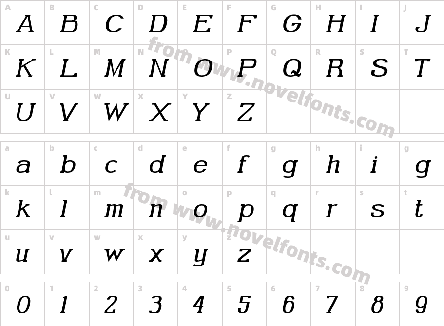 Gabriel Serif ItalicCharacter Map