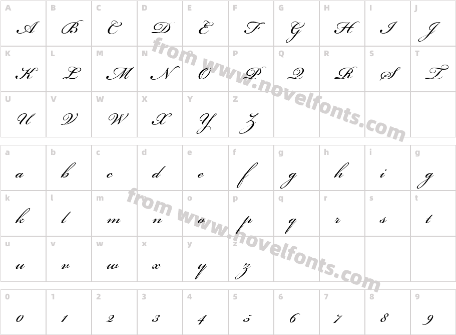 Bickham Script OneCharacter Map