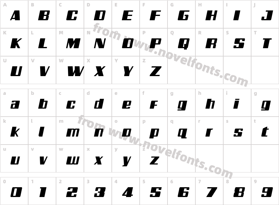 Galactic Storm ItalicCharacter Map