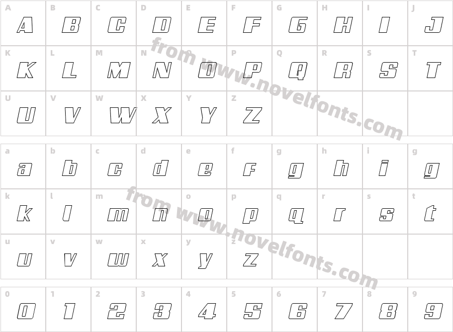 Galactic Storm Outline ItalicCharacter Map