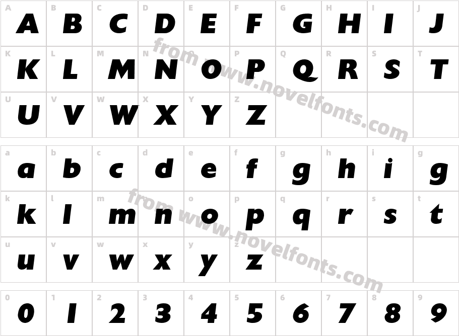 Gallant Ital RegularCharacter Map