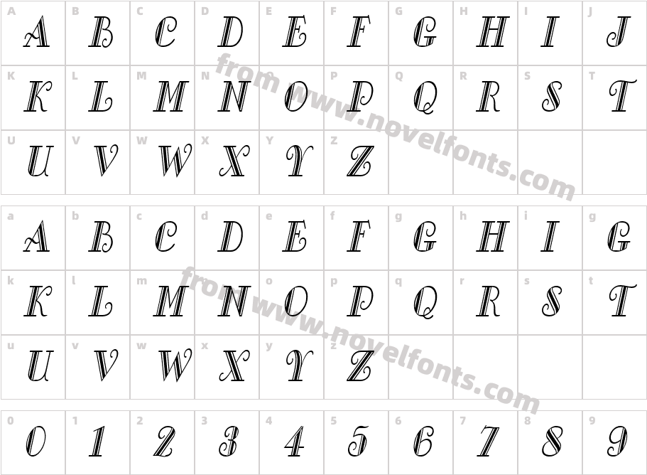 Gallery Condensed ItalicCharacter Map