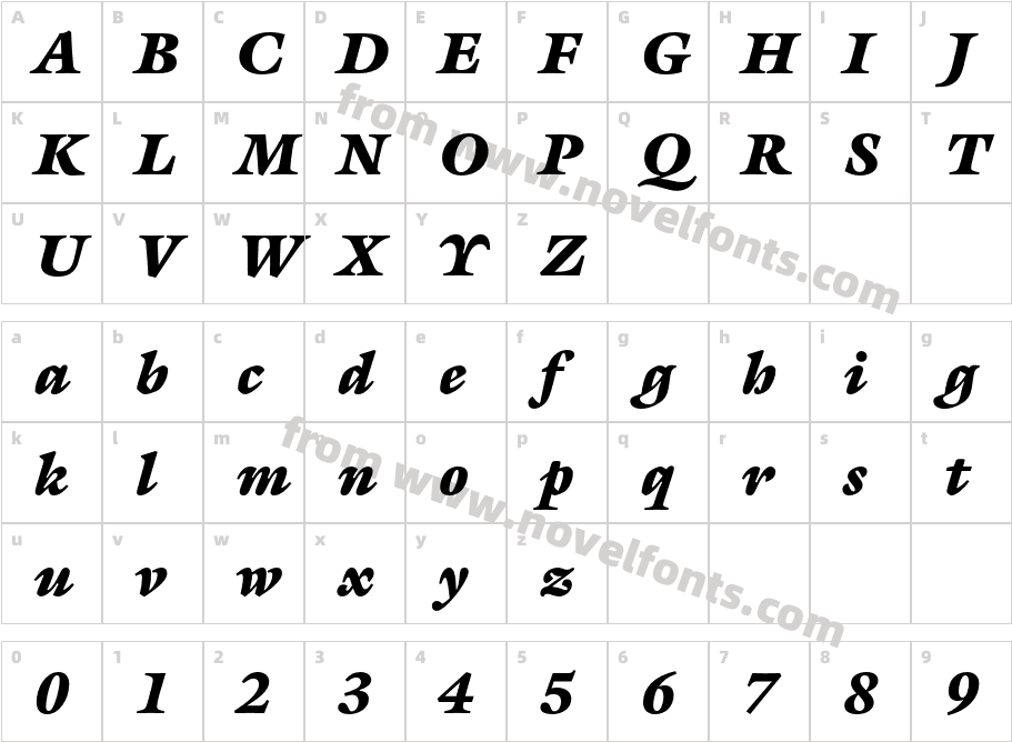 Galliard Pro Ultra ItalicCharacter Map