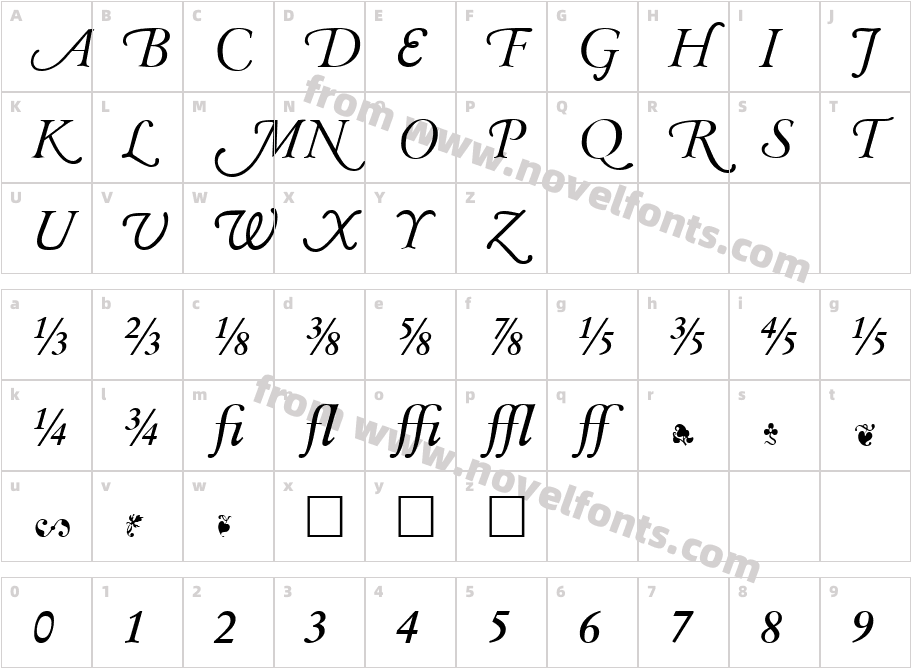 Garamand Classic Extras Bold ItalicSWFTECharacter Map