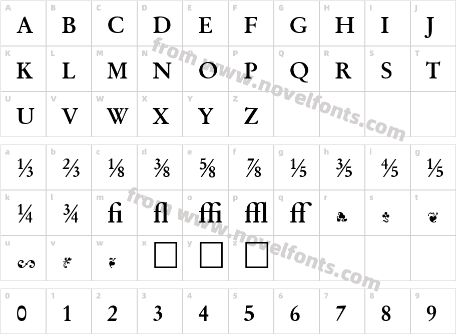 Garamand Classic Extras BoldSWFTECharacter Map