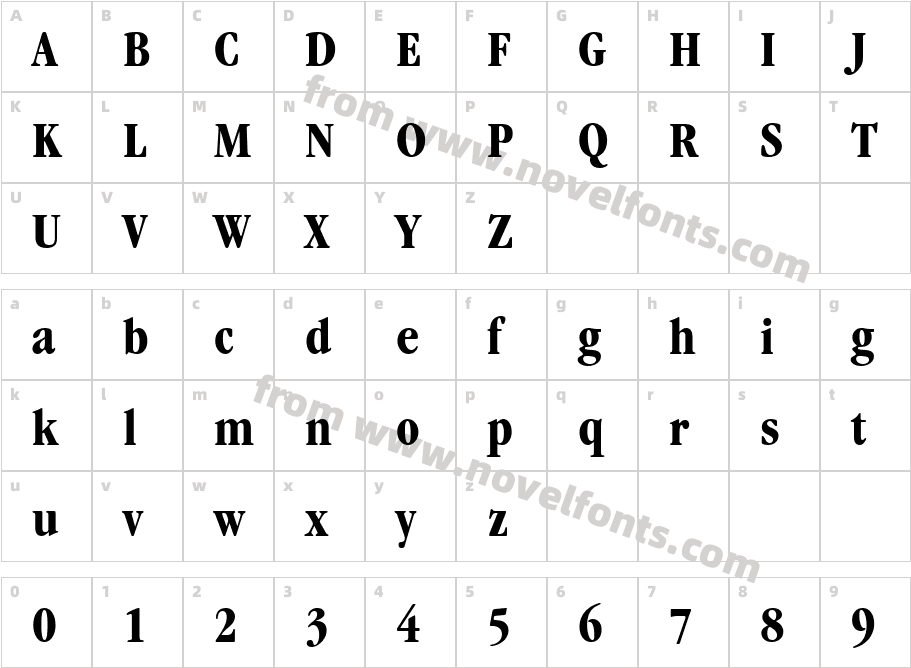 Garamond ITC Bold Condensed BTCharacter Map