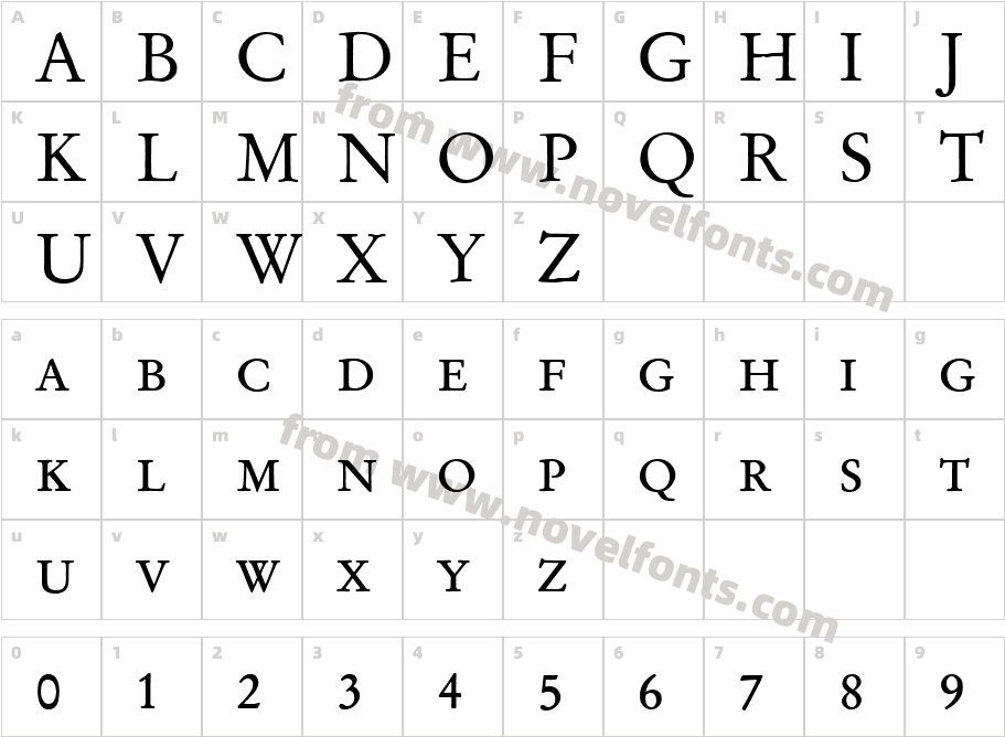 Garamond No2DCD ReguCharacter Map