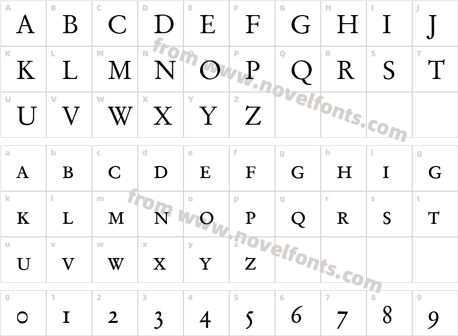 Garamond No2SCT ReguCharacter Map